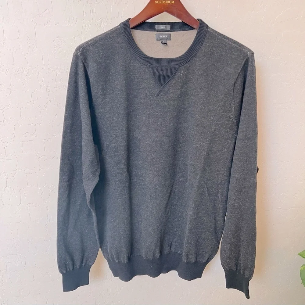 J. Crew Mens Brown pullover Sweater Slim fit Crew Neck 100% Cotton, size L
